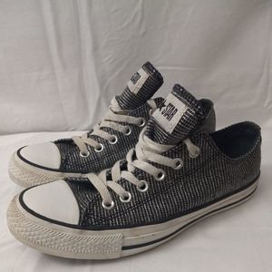 Converse Chuck Taylor Sparkle Spec Ox Sneakers Womens Size 8 Silver Black Lo Top